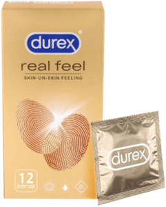 דורקס | קונדומים real feel | ללא לטקס | לתחושה נוחה יותר | מכיל 12 יחידות