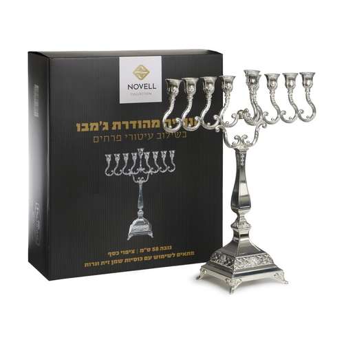 חנוכיה פרחים מוכסף H58