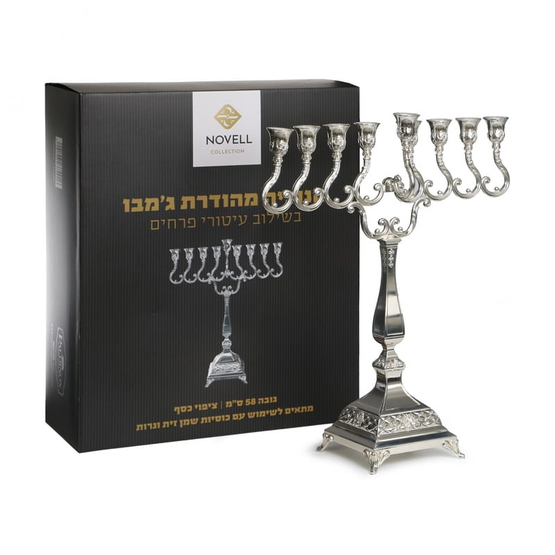 חנוכיה פרחים מוכסף H58