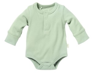 בגד גוף 100% כותנה ריב עם סגירת טיק טק נוחה במידה 3-6 - ירוק