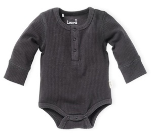 בגד גוף 100% כותנה ריב עם סגירת טיק טק נוחה במידה 3-6 - אפור כהה