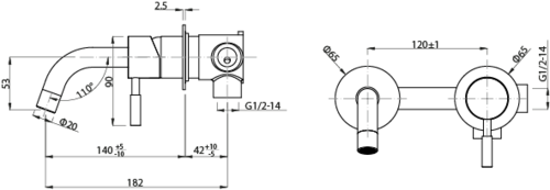 MYUBI ברז קיר זהב מט T-918D4-MG