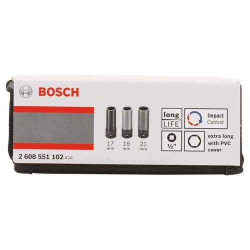 סט 3 בוקסות ארוכות מחוזקות BOSCH 17 19 21 1/2