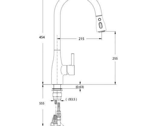 ברז מטבח 304567F15S PVD זהב מוברש, נשלף, קלאסי 3 מצבי זרימה חמת