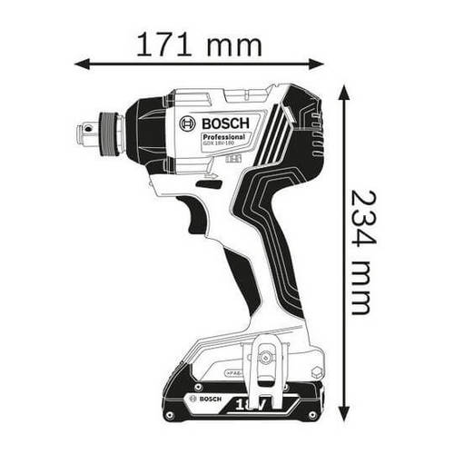 מברגה/מפתח רטיטה בוש - GDX 180-LI כולל סוללה 18V 2AH ו ומטען מהיר
