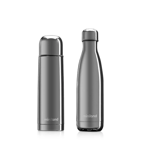 סט תרמוס ובקבוק לאם ולילד דגם דלוקס SILVER