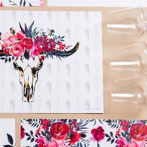 48 פלייסמטים Red Boho Flowers