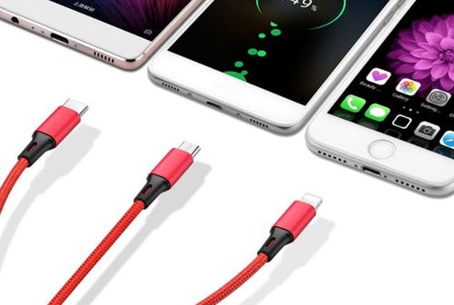 כבל 3 ראשים טעינה והעברת נתונים - אייפון, TYPE C, MICRO USB 
