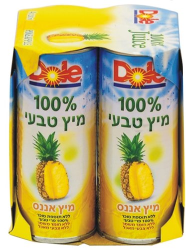 רביעיית מיץ דול אננס טבעי Dole 100% Pineapple Juice