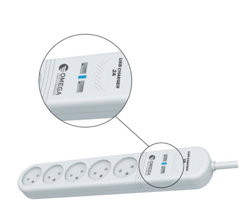 רב שקע ומטען 2xUSB