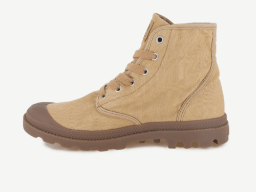 נעלי פלדיום קנבס חצי בצבע קאמל | 40-47 | PALLADIUM PAMPA HI WOODLIN 02352-209