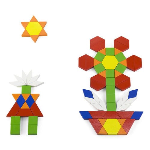 דלי 250 צורות גאומטריות צבעוניות מעץ