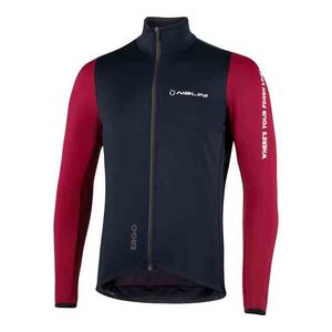 מעיל חורף לרכיבת אופניים לגברים NEW CARENA JKT1 כחול כהה-בורדו מחמם מנדף שובר רוח ודוחה מים