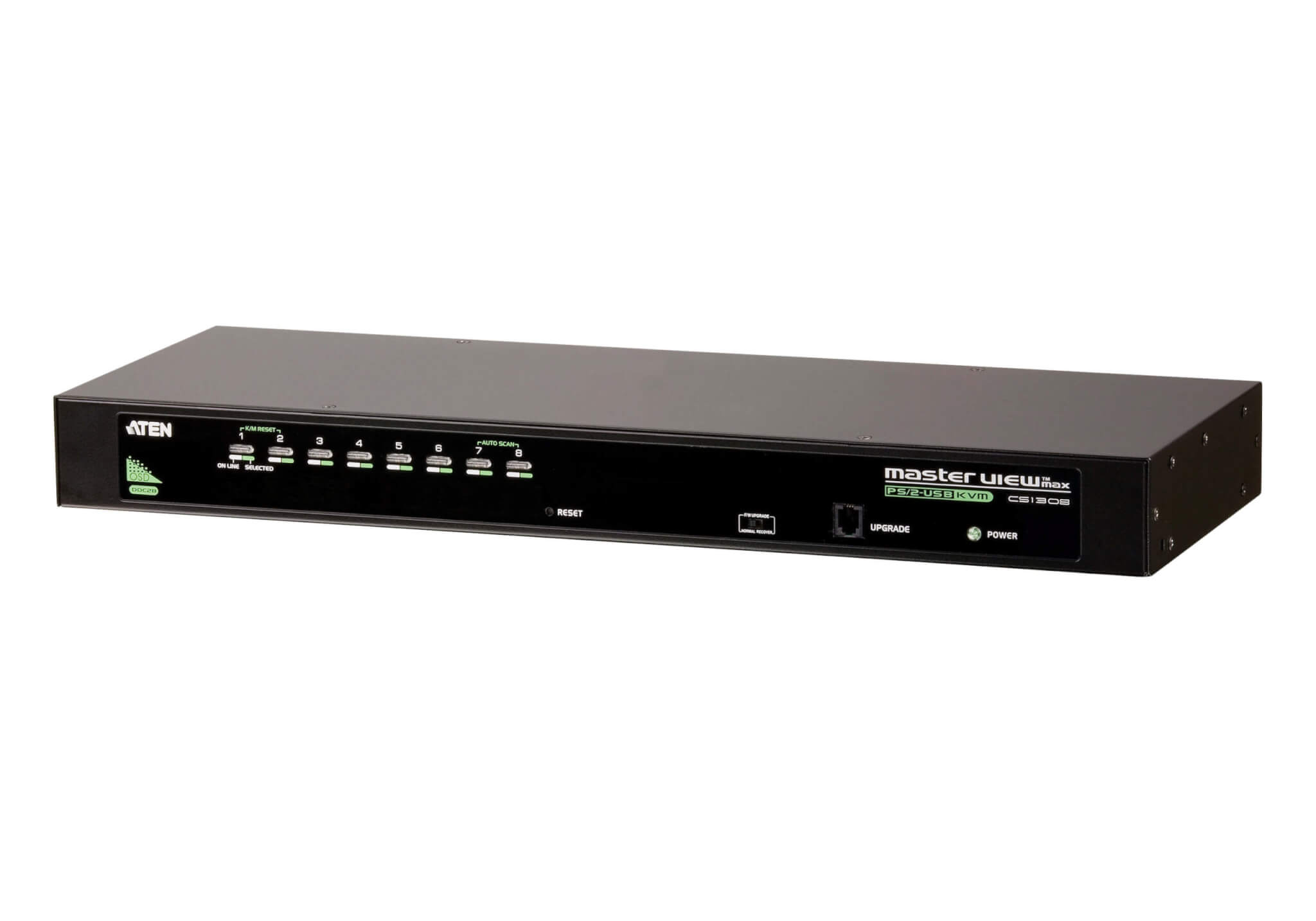 CS1308 מתג 8 יציאות PS/2-USB VGA KVM כולל מקשי קיצור ותפריט תצוגה