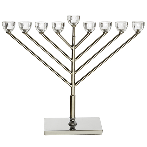 חנוכיית מתכת עם ראשי קריסטל 40 ס