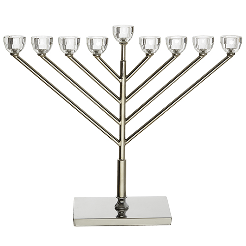 חנוכיית מתכת עם ראשי קריסטל 40 ס"מ