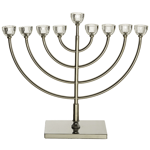 חנוכיית מתכת עם ראשי קריסטל גימור זהב 40 ס