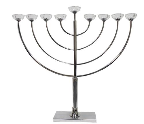 חנוכיית מתכת עם ראשי קריסטל 76 ס