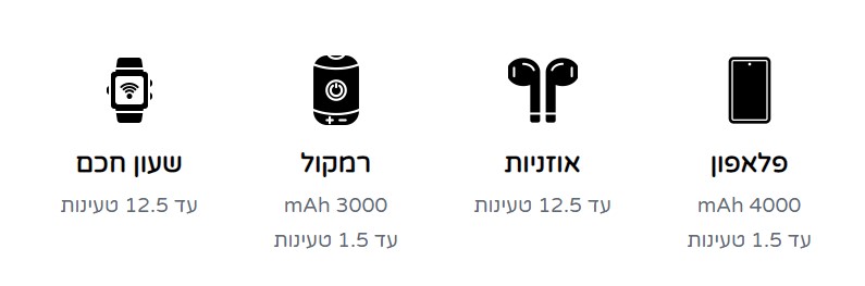 נתוני טעינה של סוללה ניידת