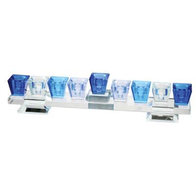 חנוכיית קריסטל מהודרת בגווני כחול עם בסיס 5x27