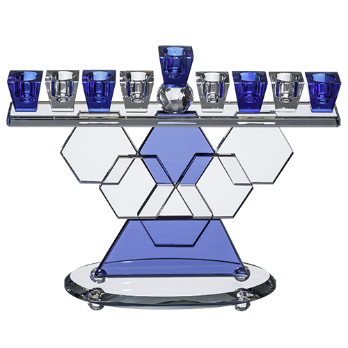 חנוכיה קריסטל מהודרת צבעונית 20*27 ס