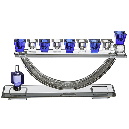 חנוכיה קריסטל מהודרת צבעונית 27*12 ס