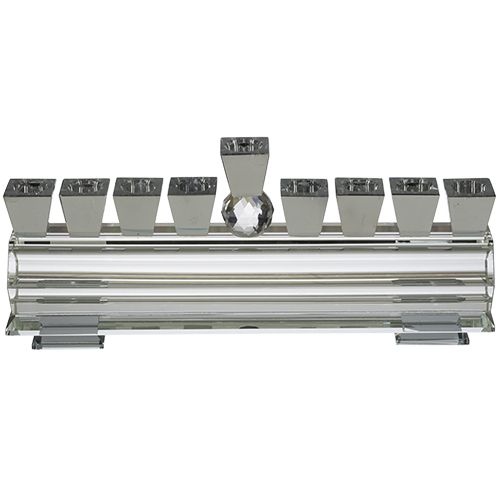 חנוכיה קריסטל מהודרת כסף 28X10 ס