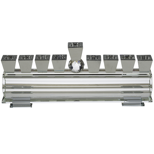 חנוכיה קריסטל מהודרת כסף 28X10 ס"מ