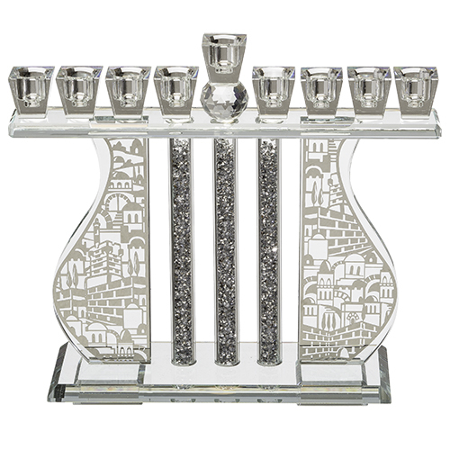 חנוכיה קריסטל מהודרת צבעונית 27*21 ס