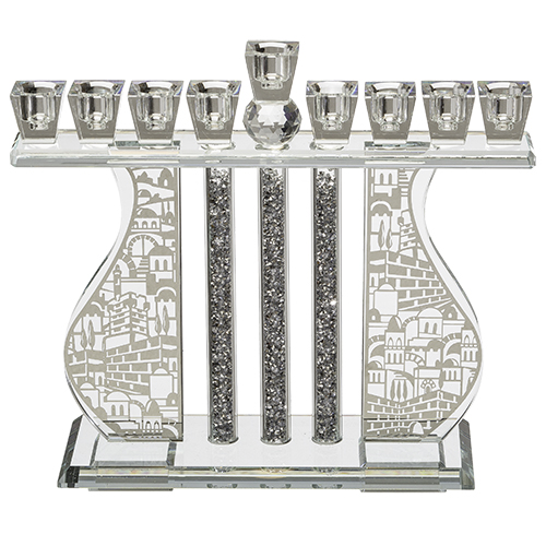 חנוכיה קריסטל מהודרת צבעונית 27*21 ס"מ