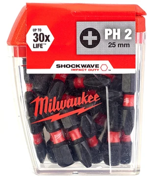 מארז סט 25 ביטים PH2 על 25 מ"מ לאימפקט ShockWave 4932430853  MILWAUKEE 