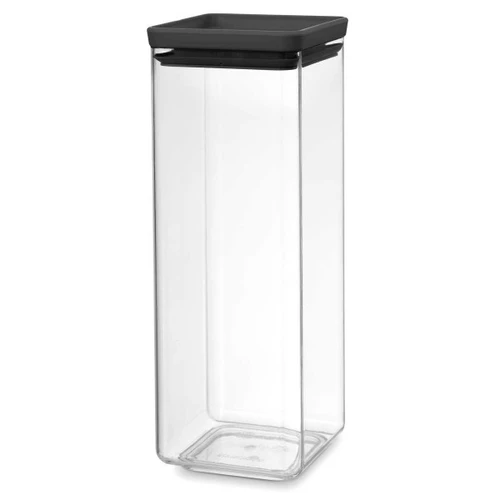 קופסת אחסון למטבח ולמזווה, מכסה אפור כהה Brabantia - ללא BPA מיכל 2.5 ליטר, רוחב - 11 ס״מ , עומק - 11 ס״מ, גובה - 29.5 ס״מ (מק״ט Y-122408) - עולם הפרזול