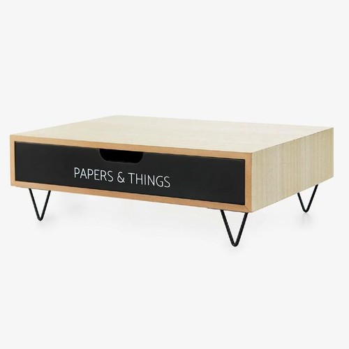 מעמד למסך מחשב עם מגירה Papers & Things - שחור