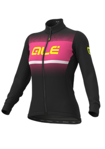 חולצת רכיבת אופניים נשים ALE SOLID BLEND JERSEY שחור-ורוד טרמית מחממת מנדפת
