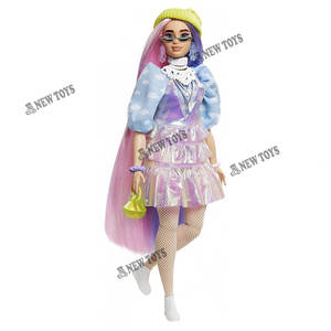 ברבי אקסטרה במראה מנצנץ עם חיית מחמד -  Barbie Extra Doll in Shimmery Look with Pet Puppy GVR05
