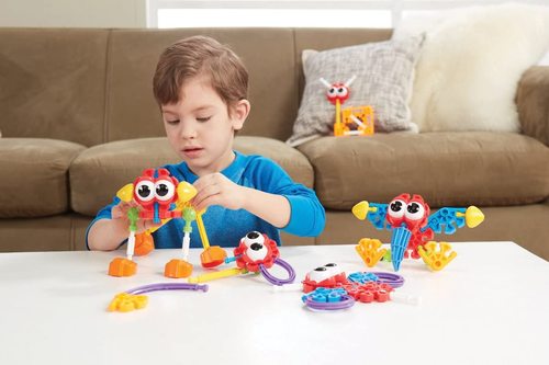 משחק הרכבה לימודי והנדסי לקטנים 55 חלקים צבעוניים להרכבת 30 מודלים תלת מימד של חיות