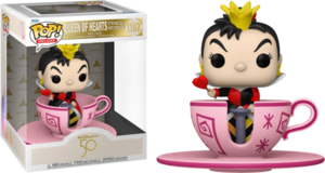 Walt Disney World: 50th Anniversary - Queen of Hearts with Mad Tea Party Teacup Attraction Pop! (אקסקלוסיבי מדבקה כסופה) (אקסקלוסיבי למיסט) Funko