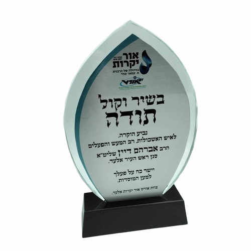 מגן הוקרה טיפה מקריסטל בסיס שחור