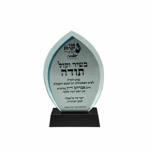 מגן הוקרה טיפה מקריסטל בסיס שחור
