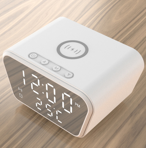 שעון מעורר iClock דיגיטלי עם טעינה אלחוטית QI