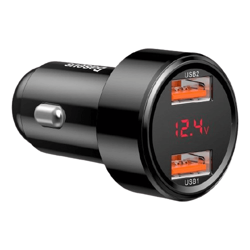 מטען רכב מהיר 45W Q3+Q3 עם צג Baseus