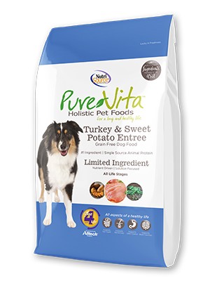 נוטרי סורס pure vita אוכל לכלבים נטול דגנים הודו בטטה ואפונה 11.36 ק"ג