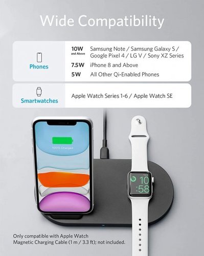 מעמד טעינה אלחוטית עם מחזיק כבל Anker PowerWave Sense 2 In 1