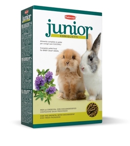 JUNIOR CONIGLIETTI מזון מלא עם קוקצידיוסטט לגורי ארנבים ננסים פדובן