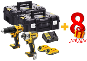 סט 18V BL מברגה/מקדחה+אימפקט סוללות 3AH כולל 8 מתנות שוות!