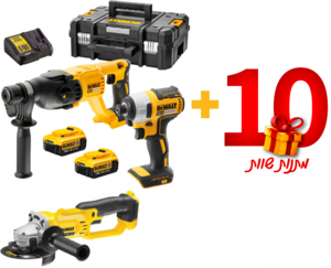 סט 3 כלים 18V פטישון+אימפקט+משחזת זווית+2 סוללות 3AH כולל 10 מתנות שוות!