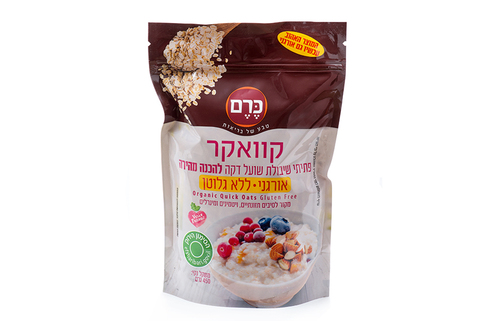 שיבולת שועל (קוואקר) דק אורגני ללא גלוטן 450 גרם - כרם