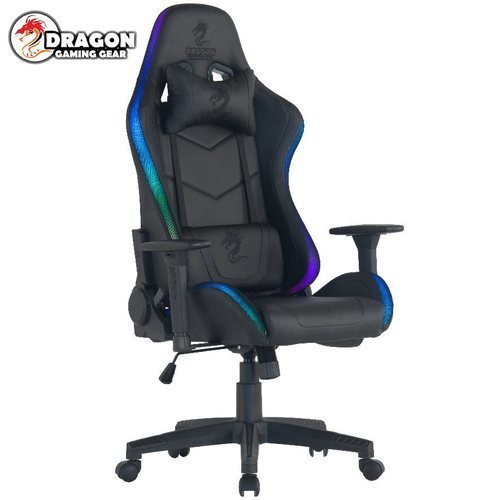 כיסא גיימינג Dragon Gaming Gear Space Plus עם תאורת RGB, בצבע שחור ואפור