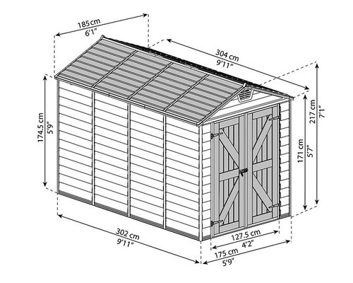 מחסן גינה Skylight קרם 1.9X3 מק