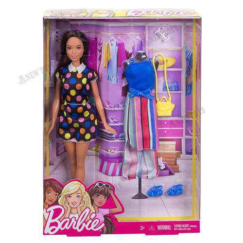 ברבי בובה + צבגדים -Barbie Fashions Brunette Doll
